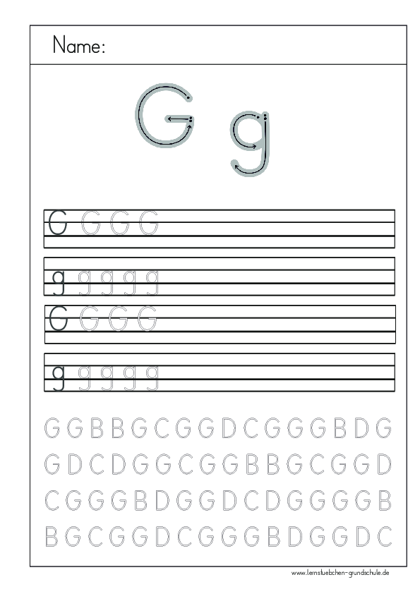 Schreibblätter zum G - g